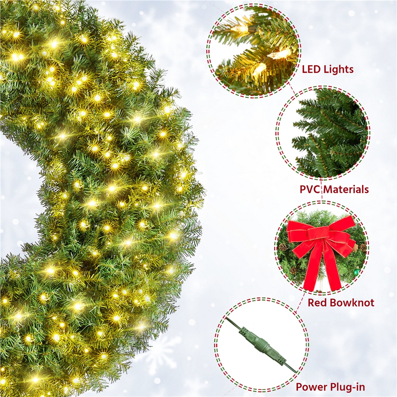 Yaheetech 60in  Pre-lit Artificial Christmas Wreath