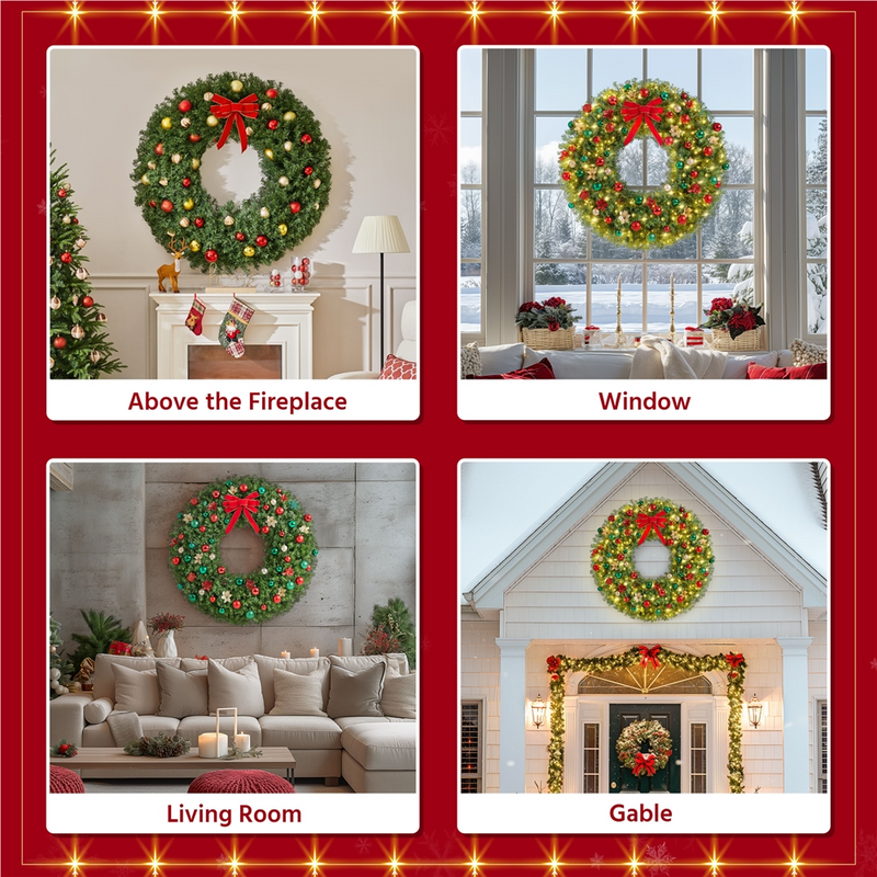 Yaheetech 60in  Pre-lit Artificial Christmas Wreath