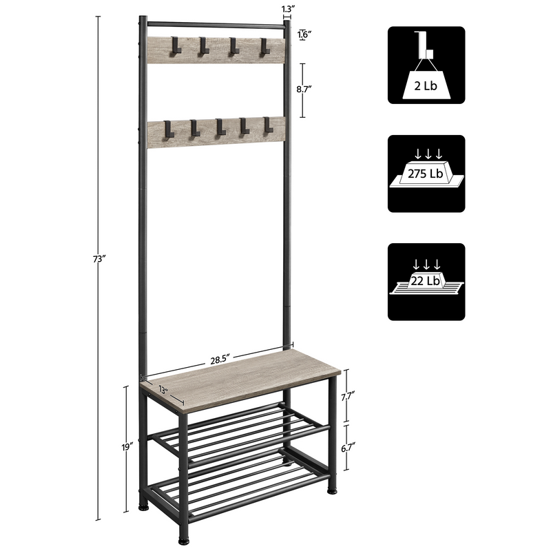 Yaheetech 73’’ H Metal Hall Tree