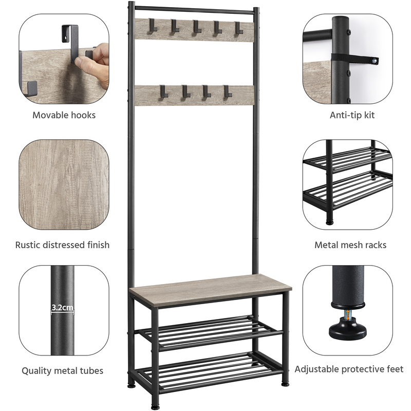Yaheetech 73’’ H Metal Hall Tree