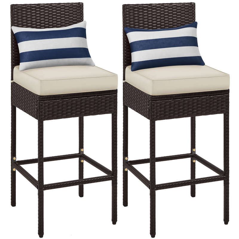 Yaheetech 2pcs  PE Rattan Outdoor Bar Stool Set
