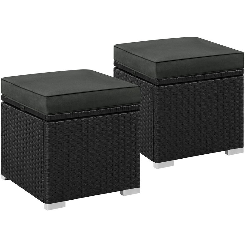 Yaheetech 2pcs Outdoor with Hidden Storage Wicker Ottomans