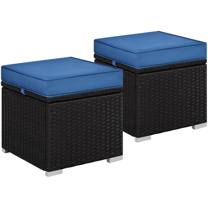 Yaheetech 2pcs Outdoor with Hidden Storage Wicker Ottomans