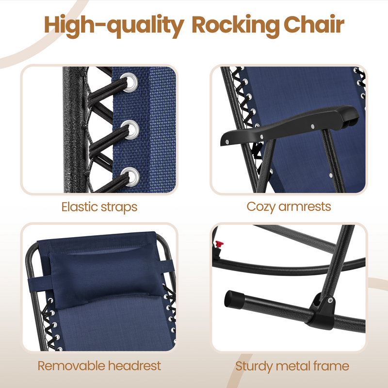 Yaheetech 26in Rocking Chair Outdoor Zero Gravity Folding Chairs