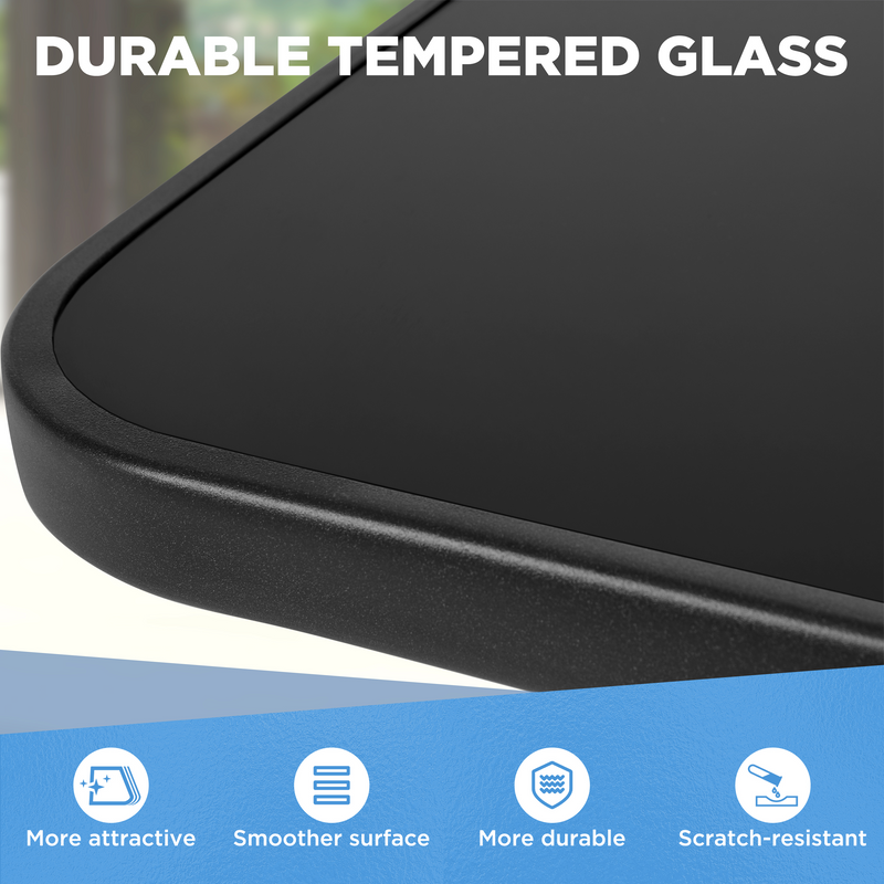 Yaheetech 28″ Silk Printing Glass Top Square with Umbrella Hole Patio Bistro Table
