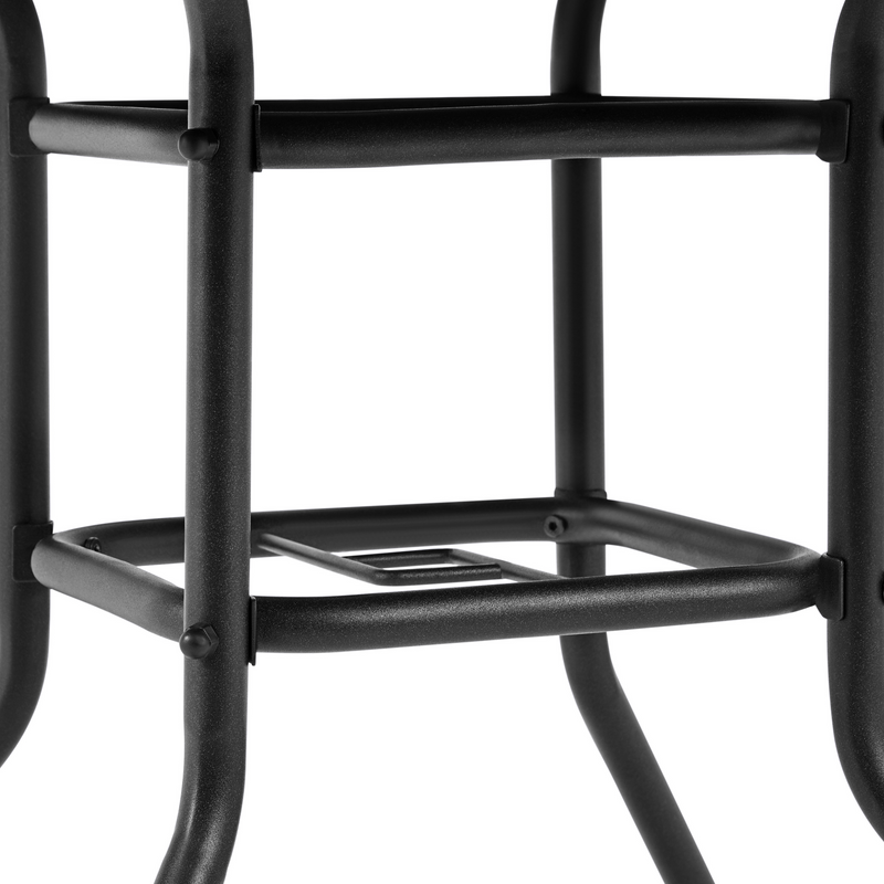 Yaheetech 28″ Silk Printing Glass Top Square with Umbrella Hole Patio Bistro Table