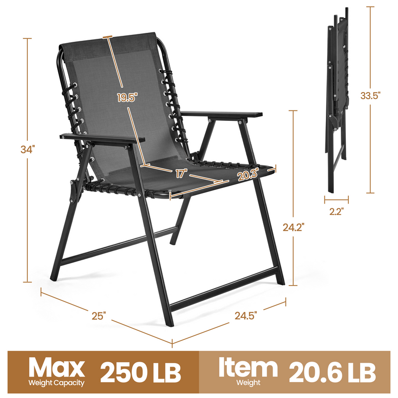 Yaheetech Set of 2 Outdoor Texteline Folding Dining Chairs