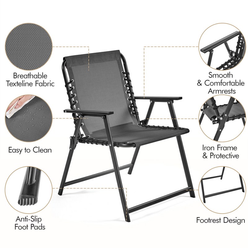Yaheetech Set of 2 Outdoor Texteline Folding Dining Chairs