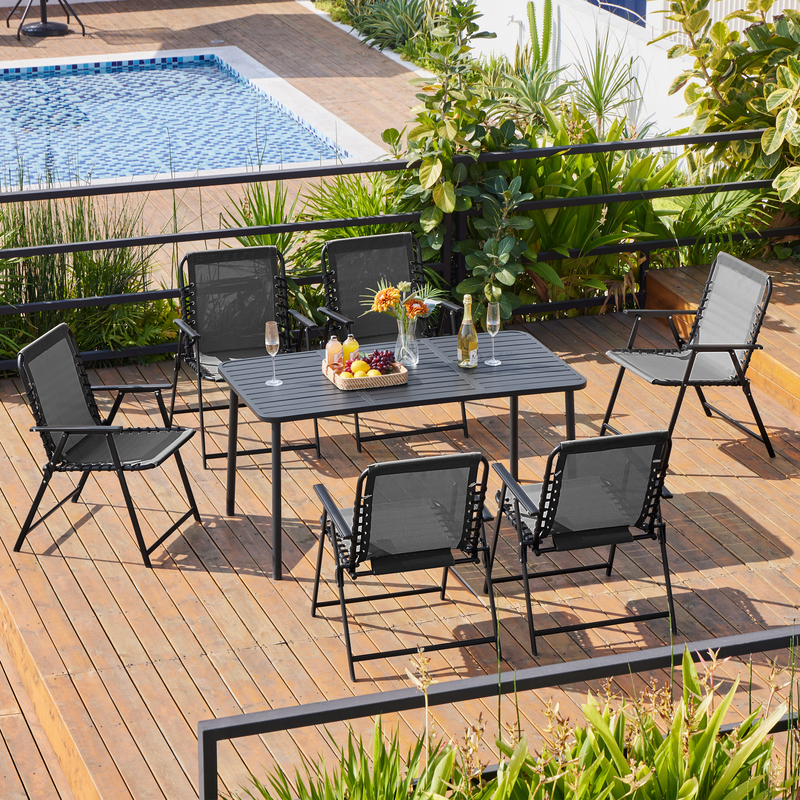 Yaheetech Set of 2 Outdoor Texteline Folding Dining Chairs