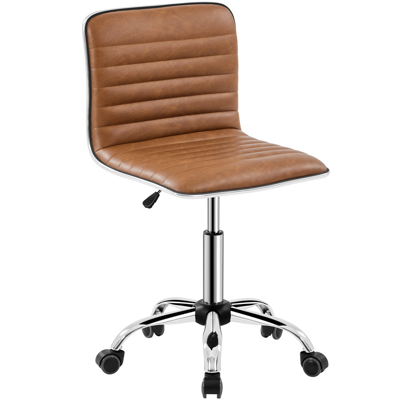 Yaheetech PU Leather Low Back Armless Desk Chair
