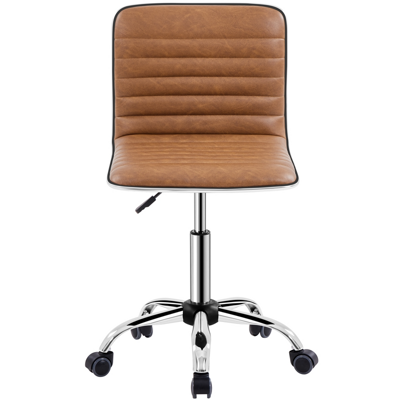 Yaheetech PU Leather Low Back Armless Desk Chair