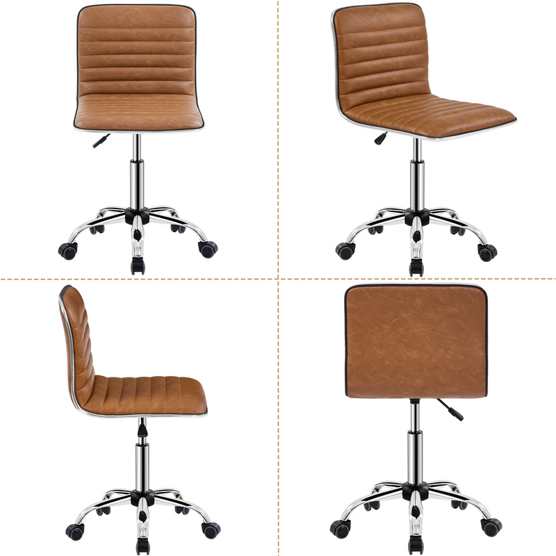 Yaheetech PU Leather Low Back Armless Desk Chair