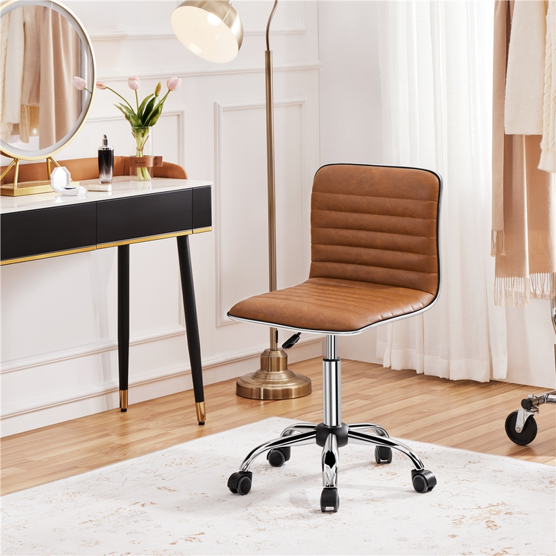 Yaheetech PU Leather Low Back Armless Desk Chair