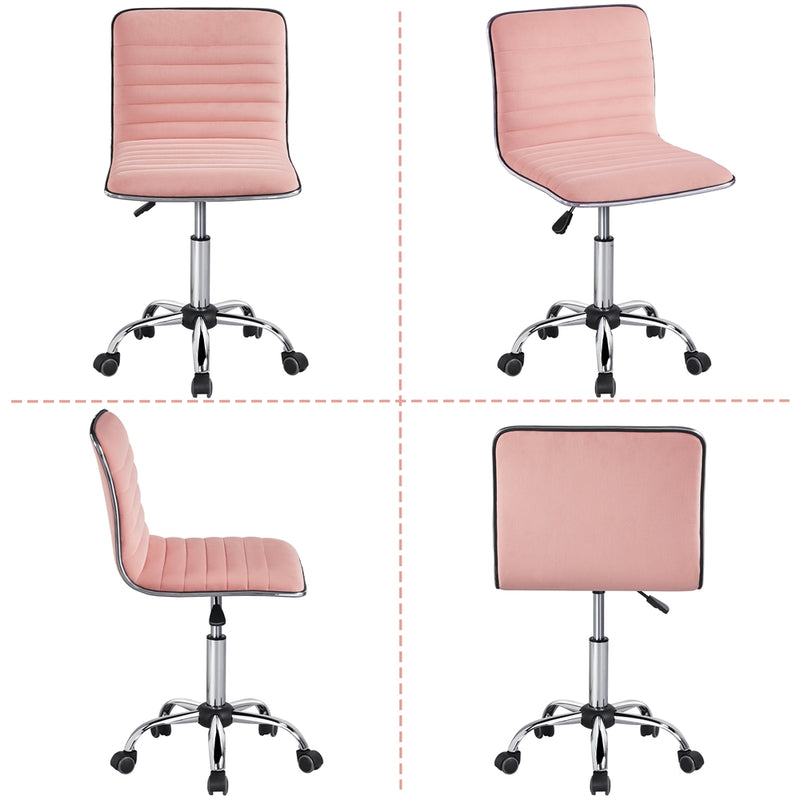 Yaheetech Velvet Low Back Armless Desk Chair