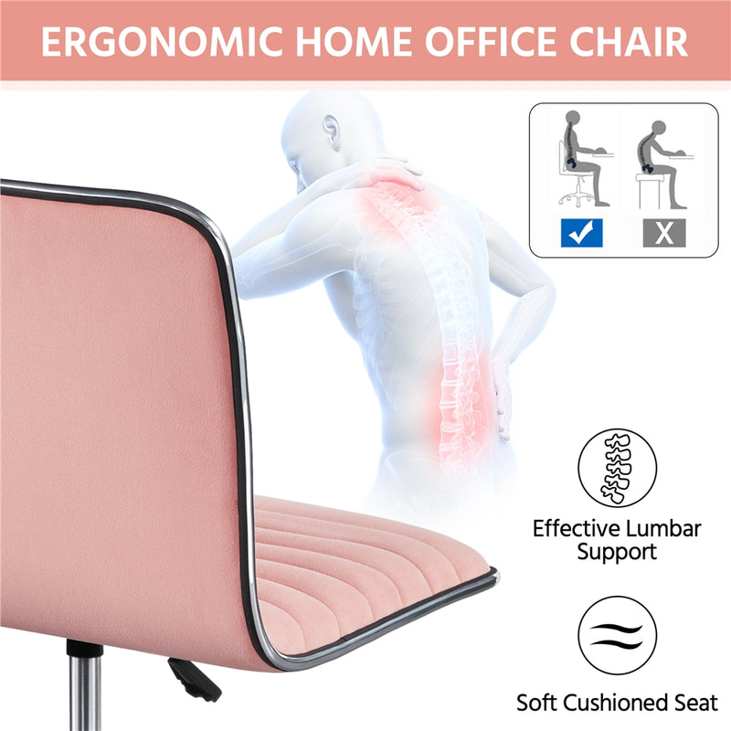 Yaheetech Velvet Low Back Armless Desk Chair