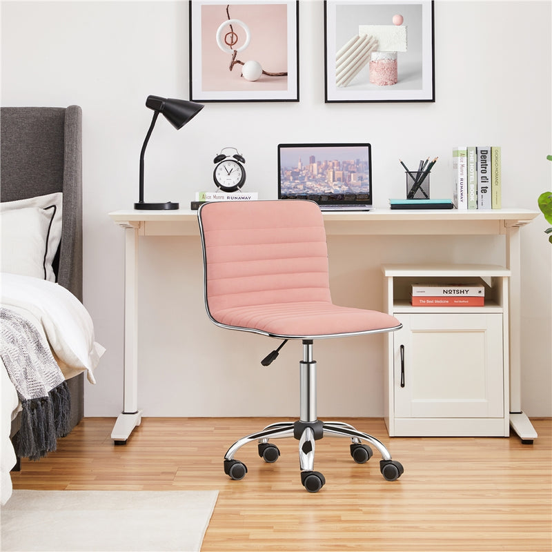 Yaheetech Velvet Low Back Armless Desk Chair