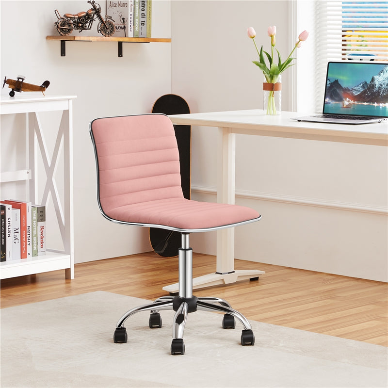 Yaheetech Velvet Low Back Armless Desk Chair