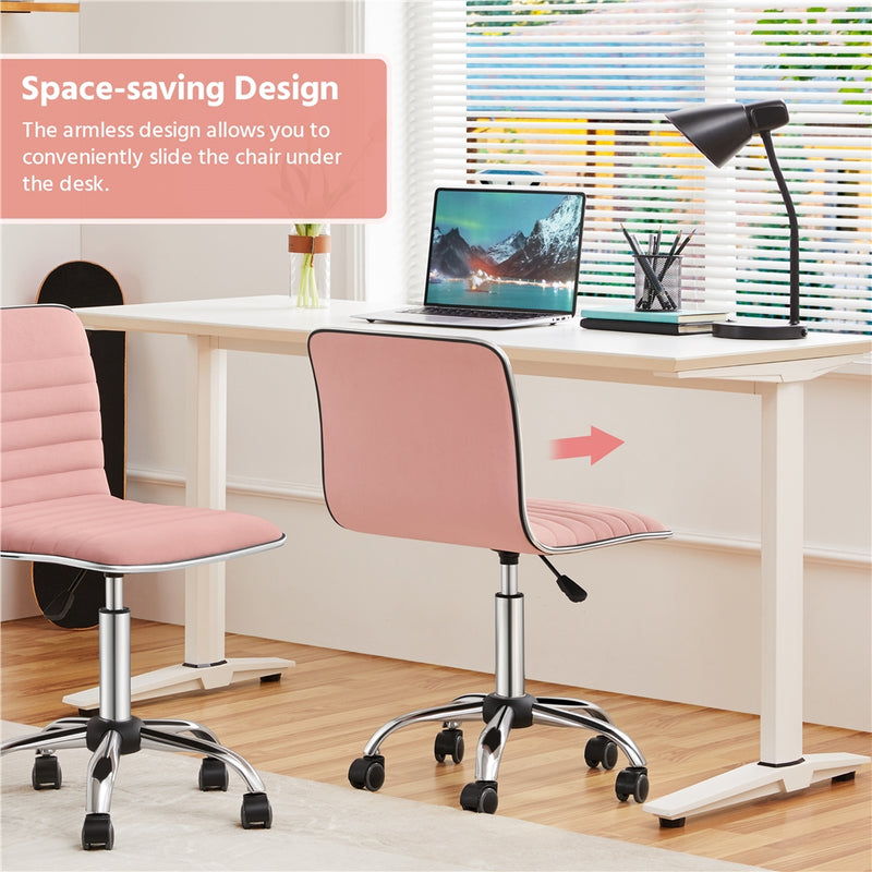 Yaheetech Velvet Low Back Armless Desk Chair