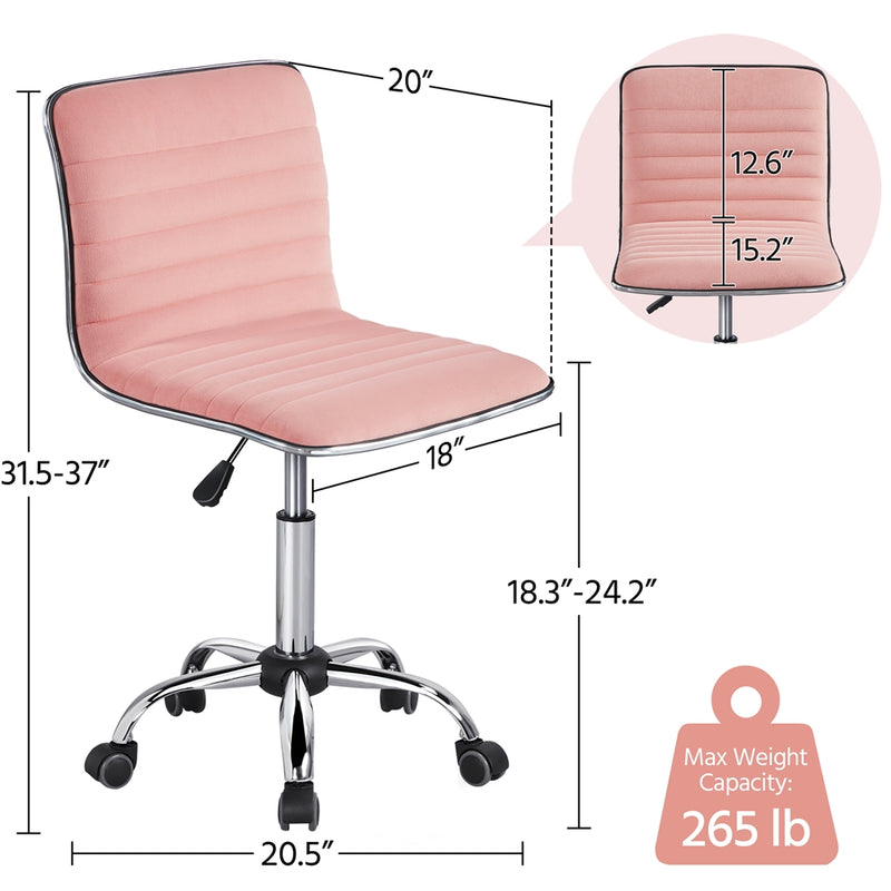 Yaheetech Velvet Low Back Armless Desk Chair