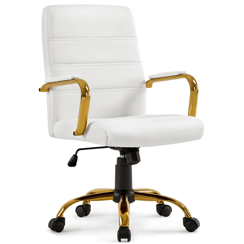 Yaheetech Office Desk Chair Mid-Back Adjustable PU Leather Executive Chair