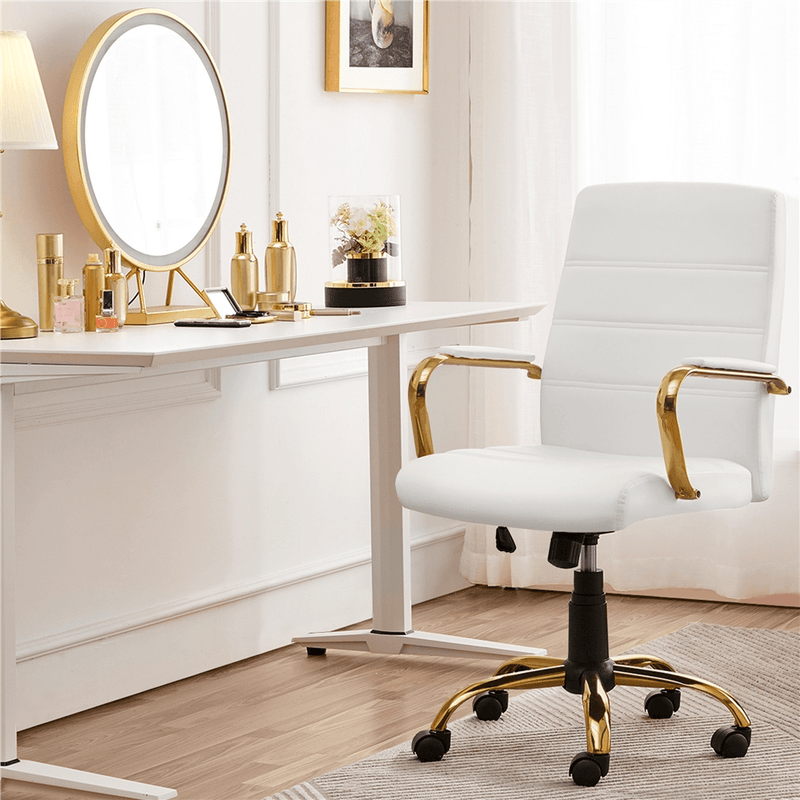 Yaheetech Office Desk Chair Mid-Back Adjustable PU Leather Executive Chair