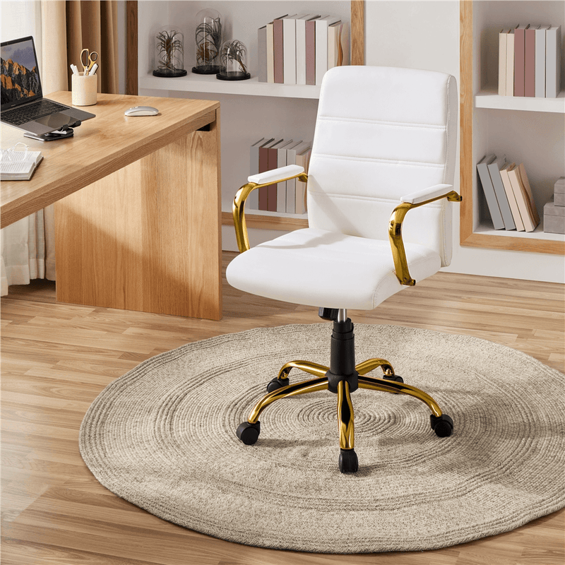 Yaheetech Office Desk Chair Mid-Back Adjustable PU Leather Executive Chair