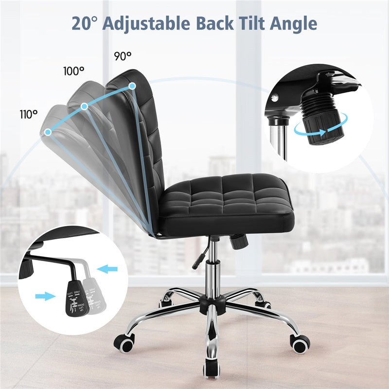 Yaheetech Modern Tufted Armless Desk Chair