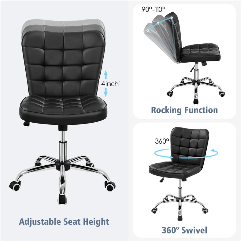 Yaheetech Modern Tufted Armless Desk Chair