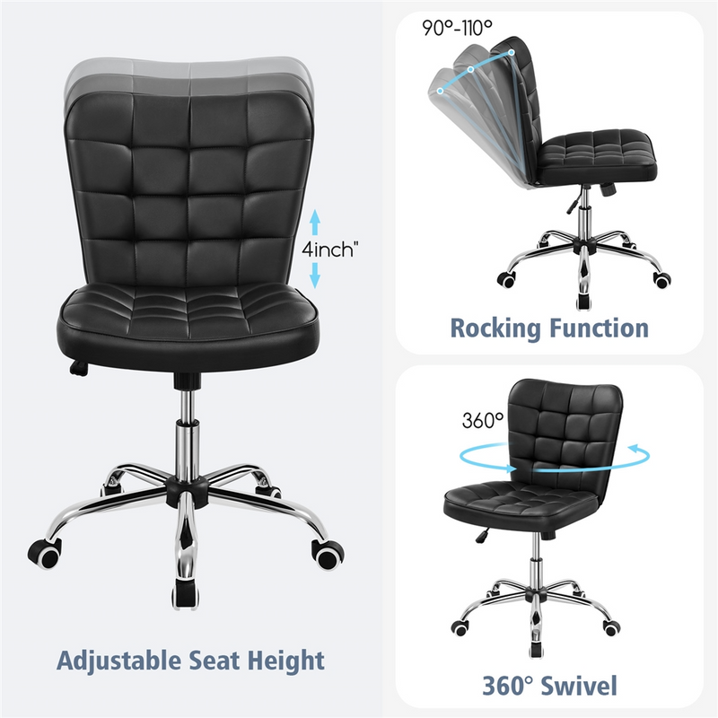 Yaheetech Modern Tufted Armless Desk Chair