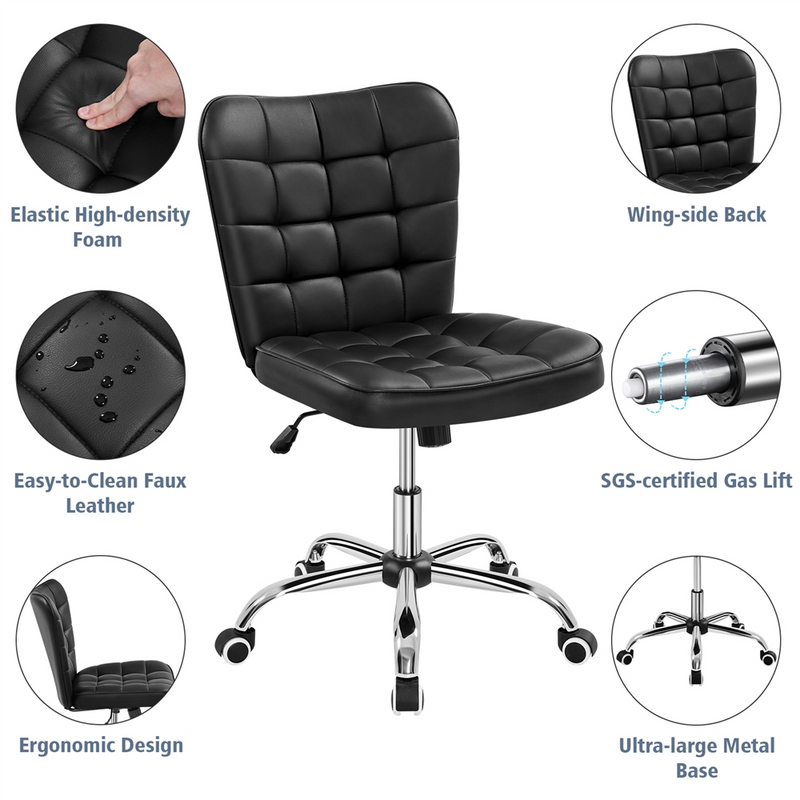 Yaheetech Modern Tufted Armless Desk Chair