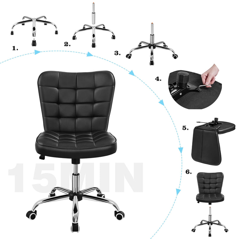 Yaheetech Modern Tufted Armless Desk Chair