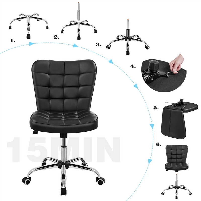 Yaheetech Modern Tufted Armless Desk Chair