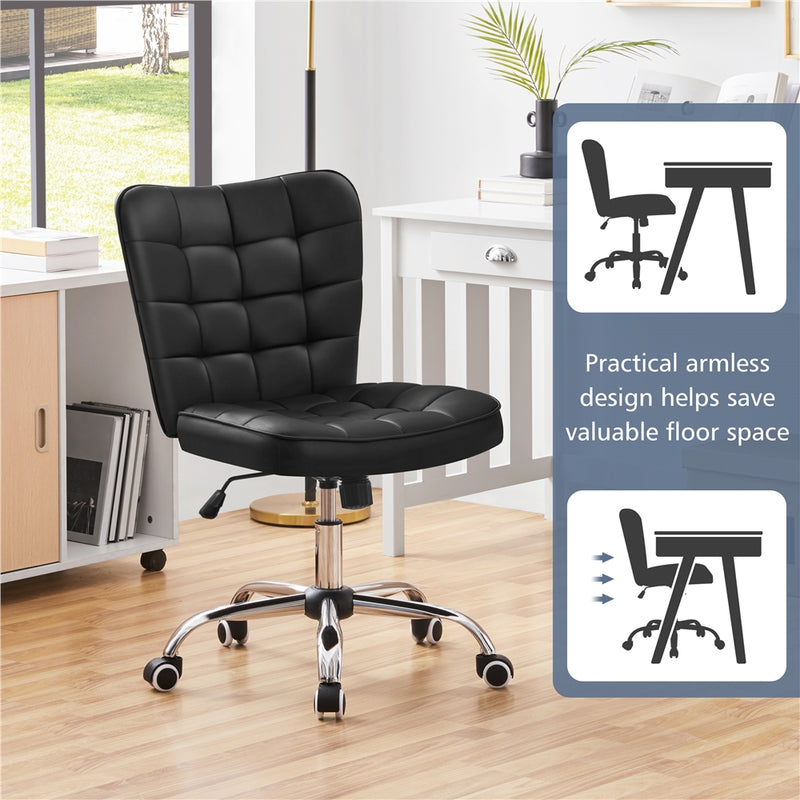 Yaheetech Modern Tufted Armless Desk Chair