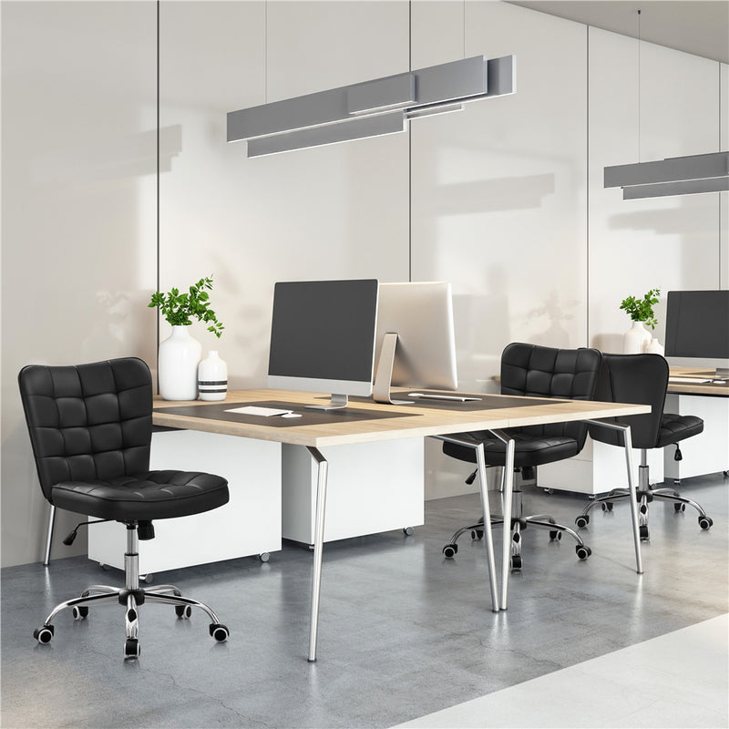 Yaheetech Modern Tufted Armless Desk Chair