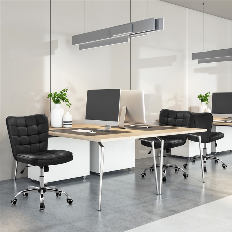 Yaheetech Modern Tufted Armless Desk Chair