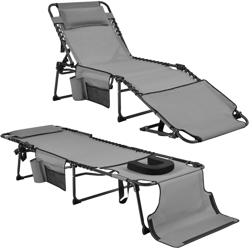 Yaheetech Removable Cushion with Face Hole Outdoor Folding Tanning Chair