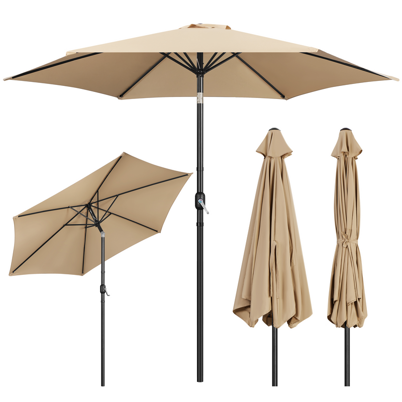 Yaheetech Outdoor Table Umbrella with Push Button Tilt and Crank
