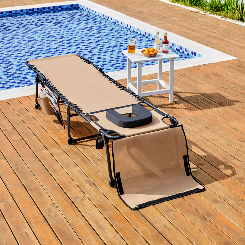 Yaheetech Face Hole Outdoor Folding Tanning Chair