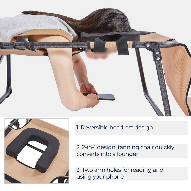 Yaheetech Face Hole Outdoor Folding Tanning Chair