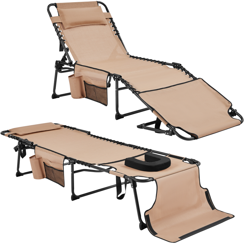 Yaheetech Removable Cushion with Face Hole Outdoor Folding Tanning Chair