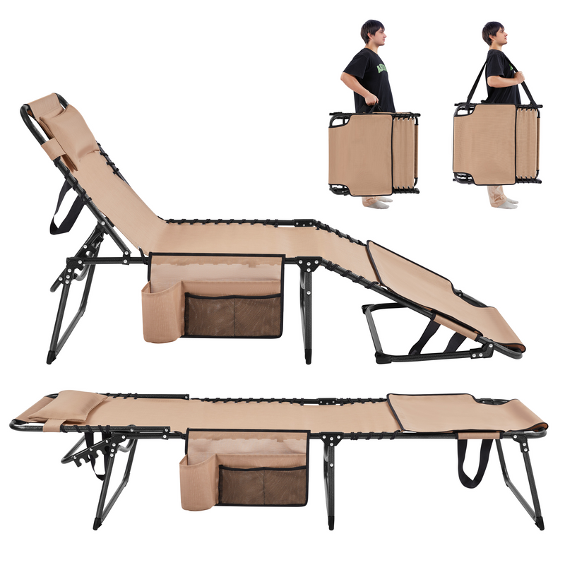 Yaheetech Removable Cushion with Face Hole Outdoor Folding Tanning Chair