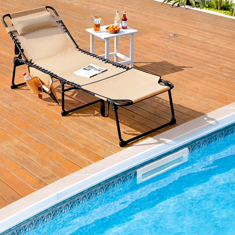 Yaheetech Removable Cushion with Face Hole Outdoor Folding Tanning Chair