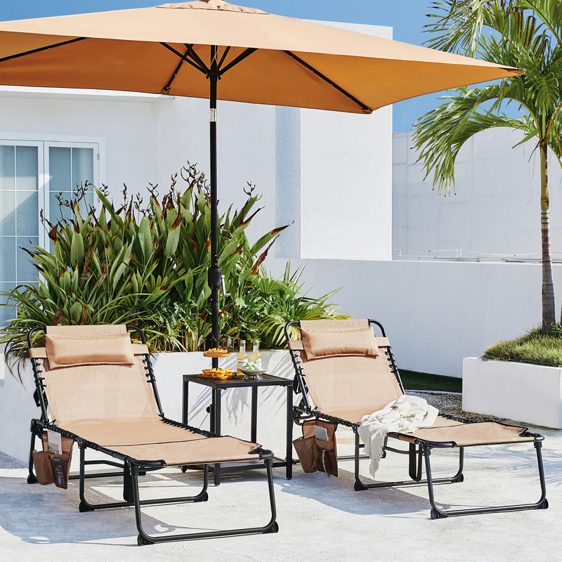 Yaheetech Removable Cushion with Face Hole Outdoor Folding Tanning Chair