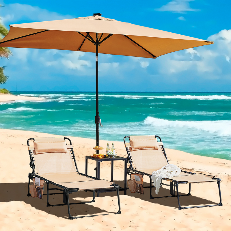 Yaheetech Removable Cushion with Face Hole Outdoor Folding Tanning Chair