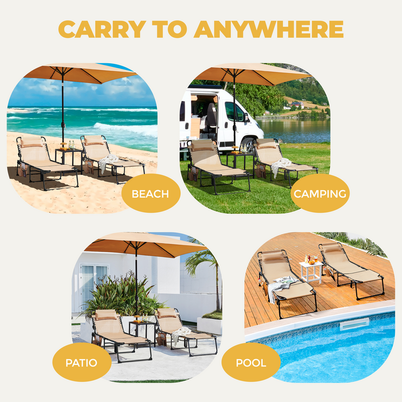 Yaheetech Removable Cushion with Face Hole Outdoor Folding Tanning Chair