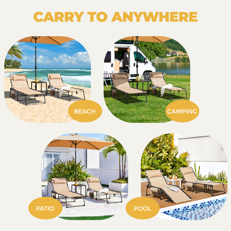 Yaheetech Adjustable Outdoor Folding Tanning Chair