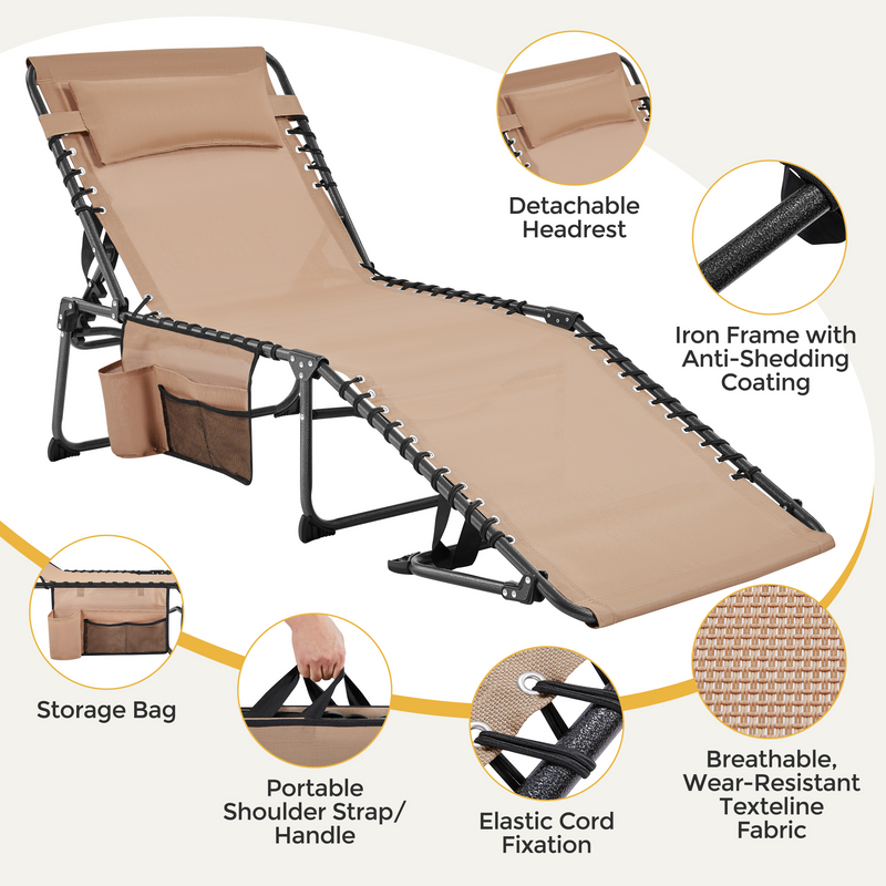 Yaheetech Adjustable Outdoor Folding Tanning Chair