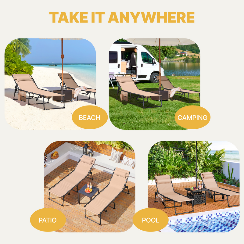Yaheetech Adjustable Outdoor Folding Tanning Chair