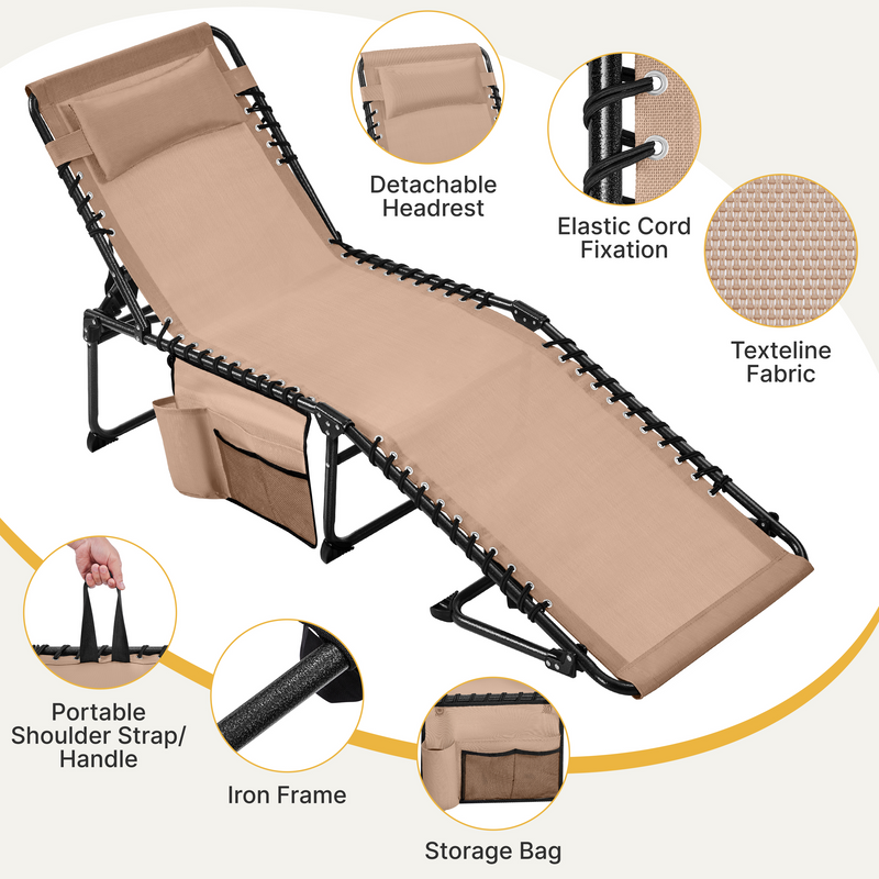 Yaheetech Adjustable Outdoor Folding Tanning Chair