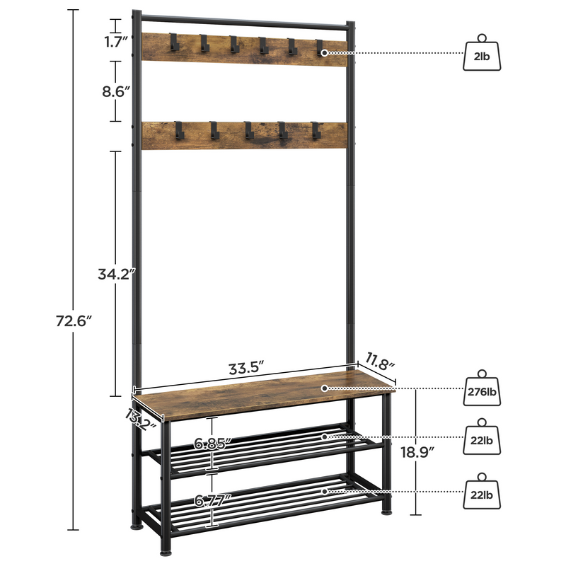 Yaheetech 73” H Metal Hall Tree